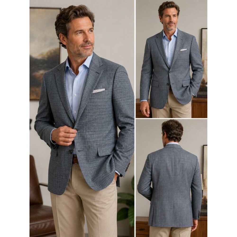 JoS. A. Bank Signature Wool Silk Linen Plaid Sport Coat 43R